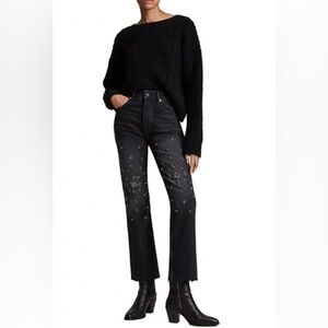 AllSaints Evie High-Rise Embellished Slim Jeans